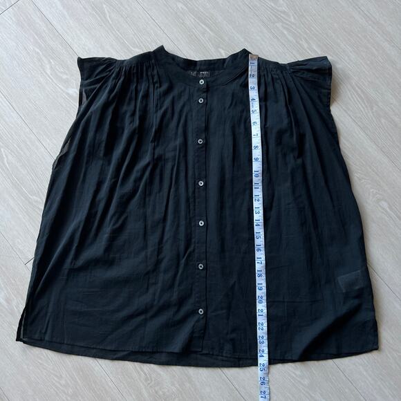 J Crew Flutter Sleeve Button Up Shirt In Cotton Voile Womens XL Sheer Black - Picture 4 of 10